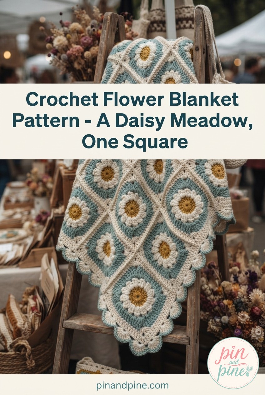 Crochet Flower Blanket Pattern - A Daisy Meadow, One Square