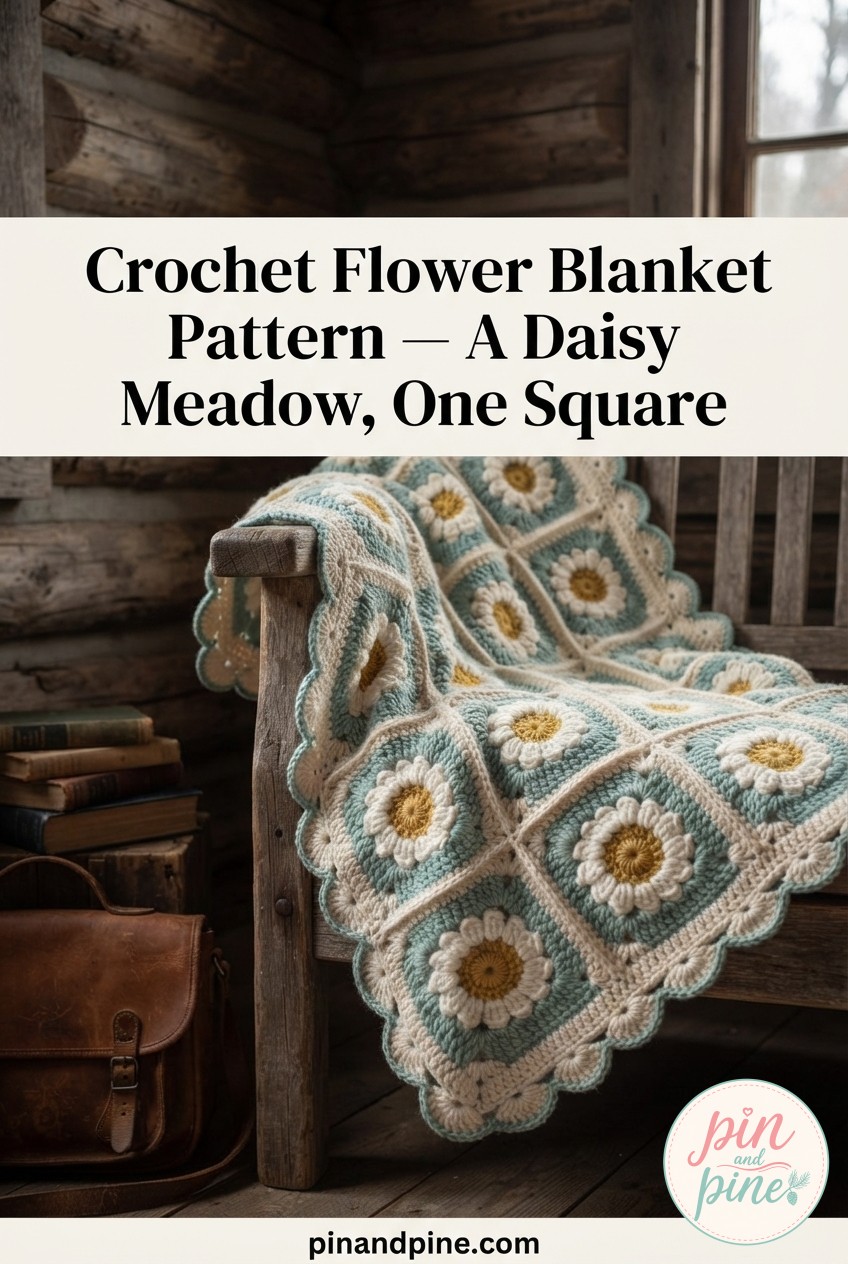 Crochet Flower Blanket Pattern - A Daisy Meadow, One Square