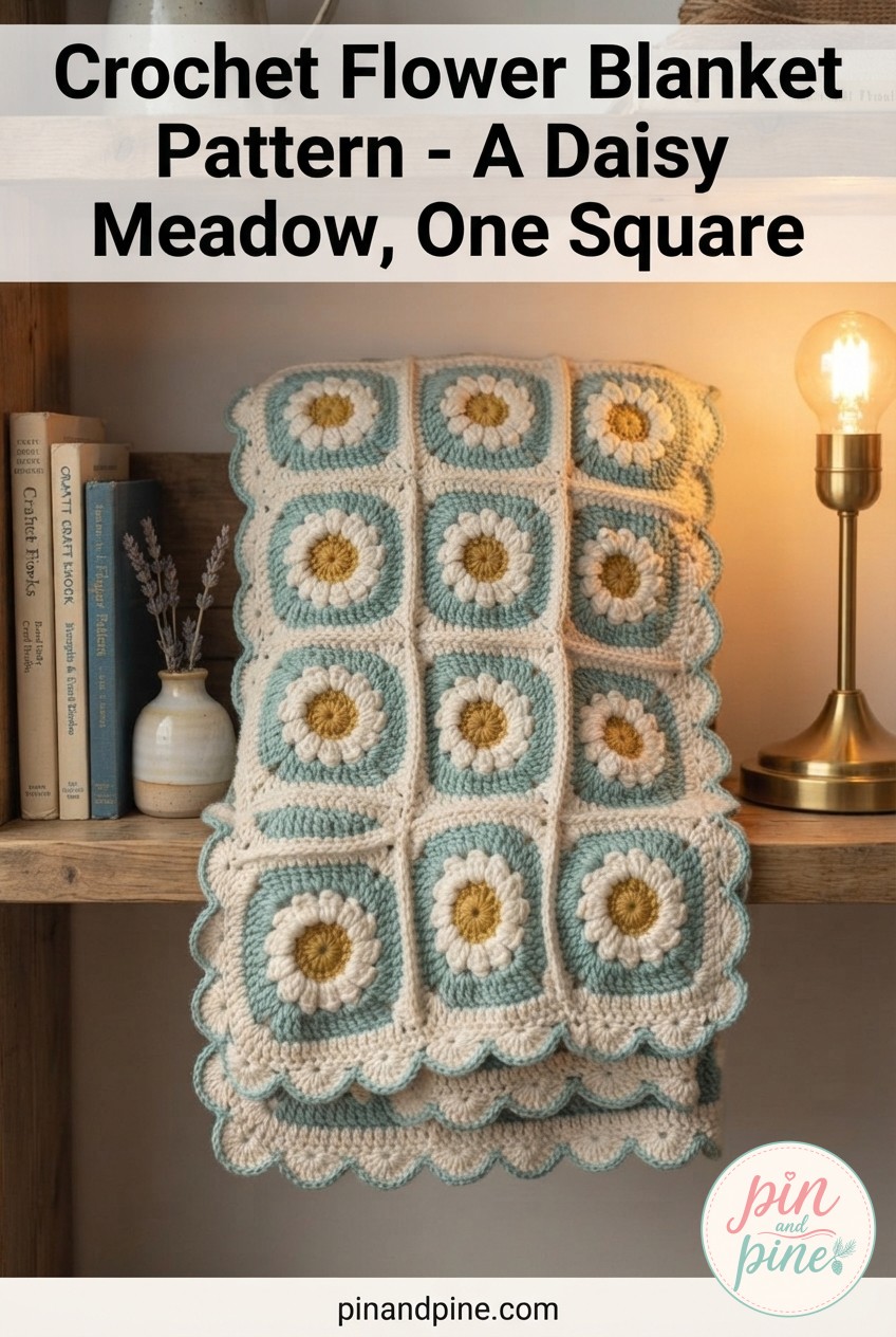 Crochet Flower Blanket Pattern - A Daisy Meadow, One Square
