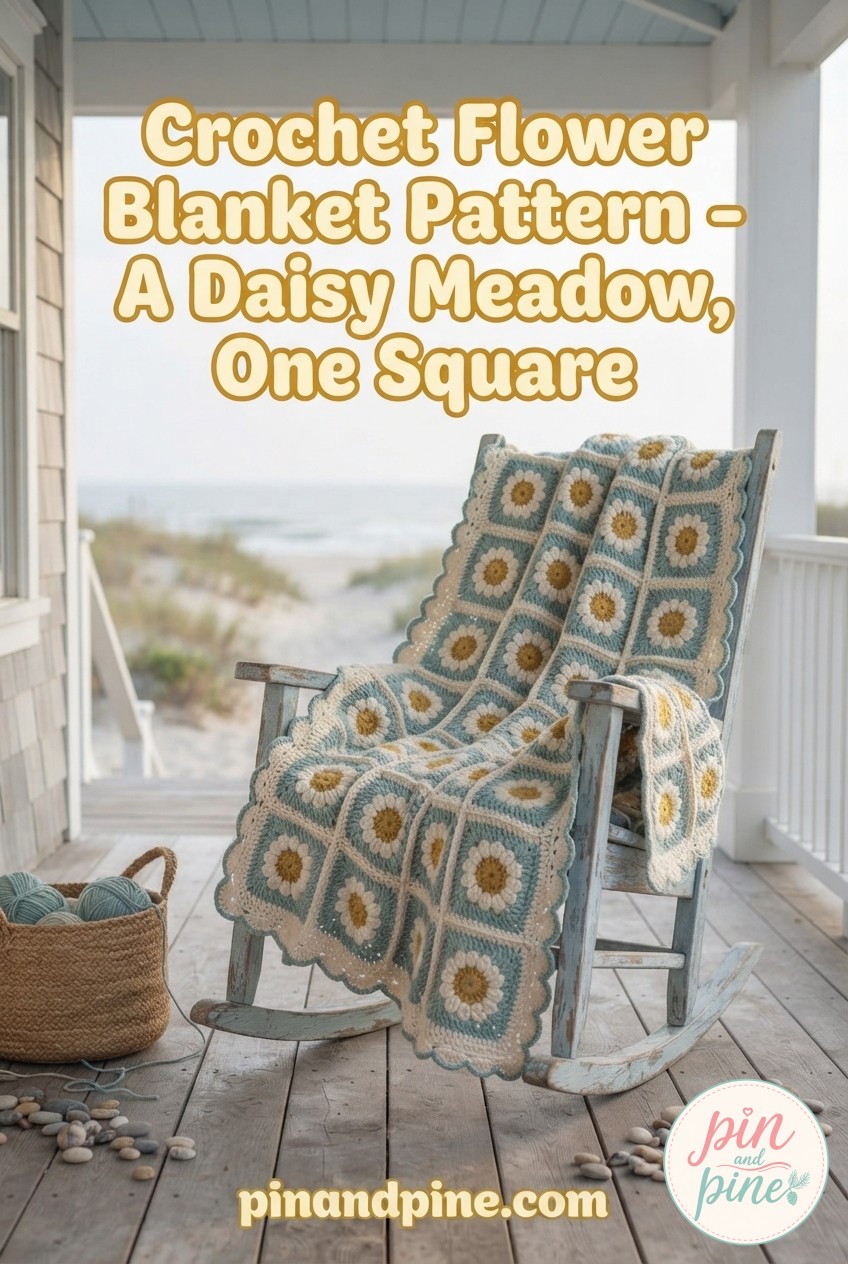 Crochet Flower Blanket Pattern - A Daisy Meadow, One Square
