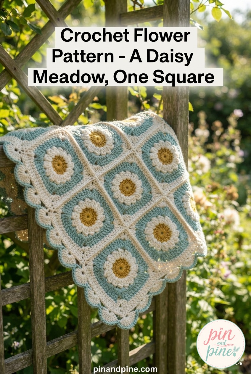 Crochet Flower Blanket Pattern - A Daisy Meadow, One Square